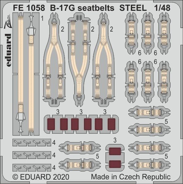 Detailset Boeing B17G Flying Fortress seatbelts (Hong Kong Models) FE1058