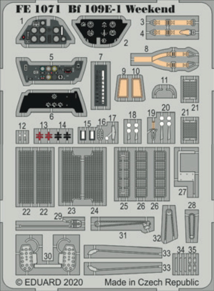 Detailset Messerschmitt BF109E-1 (Eduard - weekend)  FE1071
