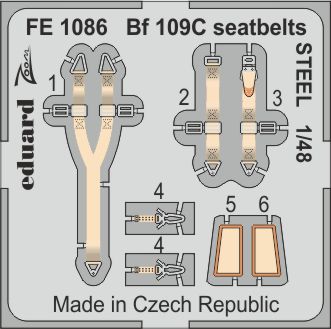 Detailset Messerschmitt BF109C Seatbelts (Modelsvit)  FE1086