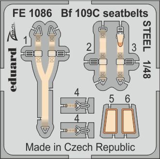 Detailset Messerschmitt BF109C Seatbelts (Modelsvit) FE1086