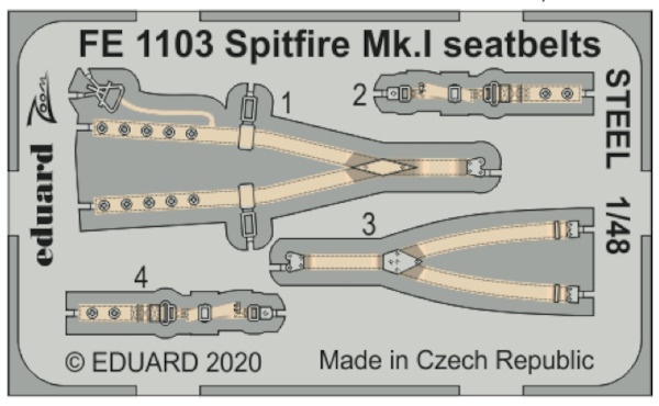 Detailset Supermarine Spitfire MKI Seatbelts (Airfix) REISSUE  FE1103