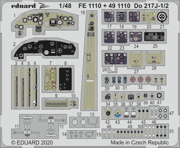 Detailset Dornier Do217J-1/2 Interior (ICM) FE1110