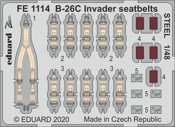 Detailset Douglas B-26C Invader Seatbelts (ICM)  FE1114