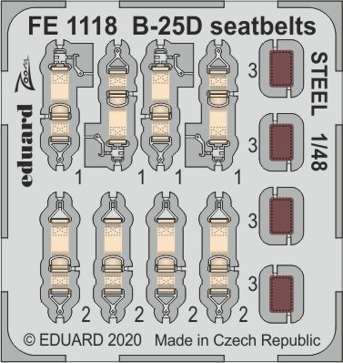 Detailset North-American B-25D Mitchell Seatbelts (Accurate Miniatures, Revell) FE1118