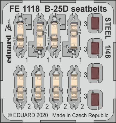 Detailset North-American B-25D Mitchell Seatbelts (Accurate Miniatures, Revell)  FE1118