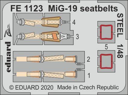 Detailset Mikoyan Mig19 Seatbelts (Eduard, Trumpeter)  FE1123