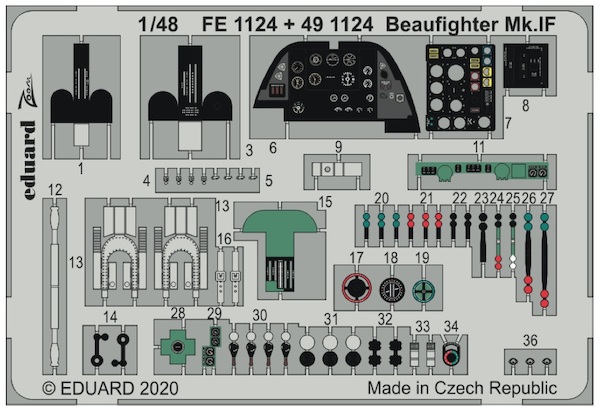 Detailset Bristol Beaufighter MK1F Interior (Revell) FE1124