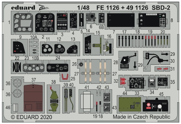 Detailset Douglas SBD-2 Dauntless Interior (Accurate, Academy) FE1126