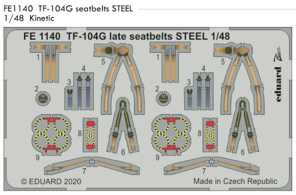 Detailset Lockheed TF104G Starfighter (Late) Seatbelts (Kinetic) FE1140