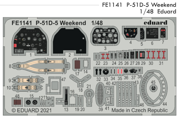 Detailset  P51D-5 Mustang (Eduard - Weekend)  FE1141