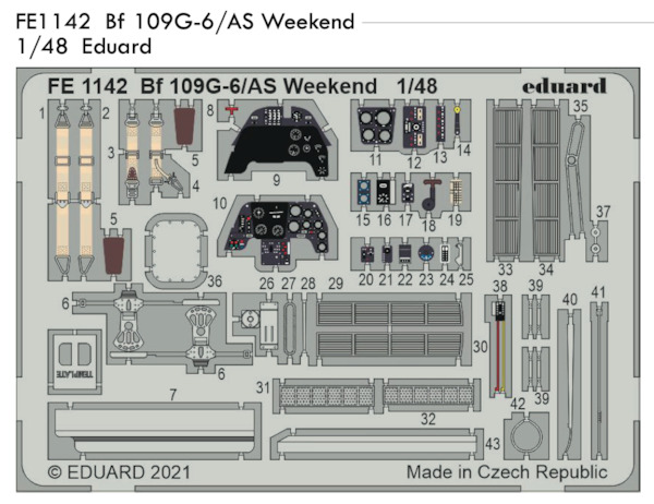 Detailset  Messerchmitt BF109G-6/AS (Eduard - weekend)  FE1142