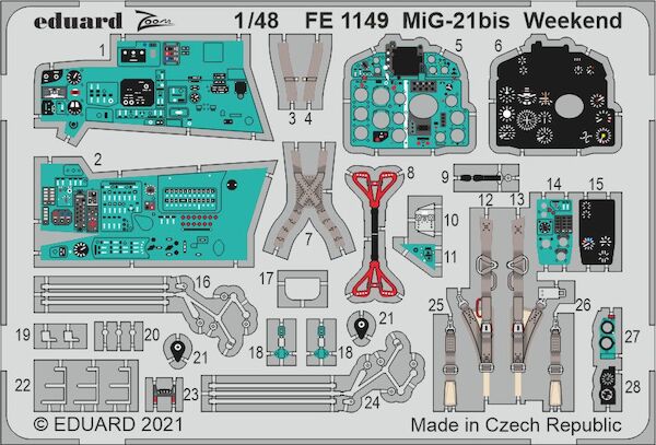 Detailset Mikoyan MiG21bis - weekend- (Eduard)  FE1149