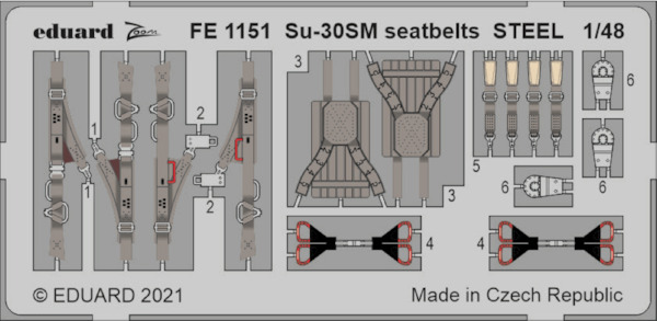 Detailset Sukhoi Su30SM Seatbelts (Kitty hawk) FE1151