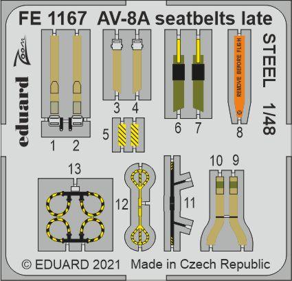 Detailset AV8B Harrier Seatbelts - Late- (Kinetic) FE1167
