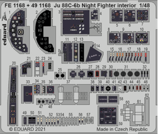 Detailset Junkers Ju88C-6b Nightfighter interior (ICM)  FE1168