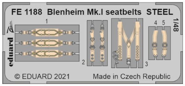 Detailset Bristol Blenheim MK1 Seatbelts (Airfix)  FE1188