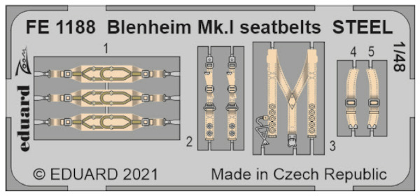 Detailset Bristol Blenheim MK1 Seatbelts (Airfix) FE1188