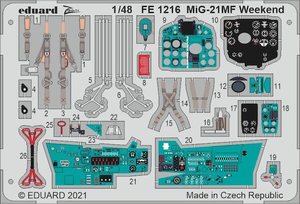 Detailset Mikoyan MiG21MF Fishbed Weekend (Eduard)  FE1216