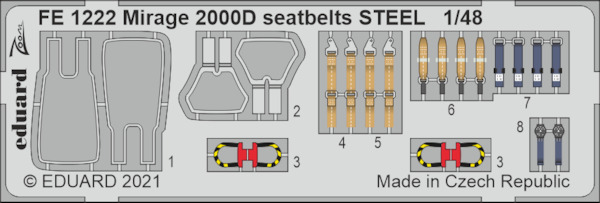 Detailset Mirage 2000D Seatbelts (Kinetic) FE1222