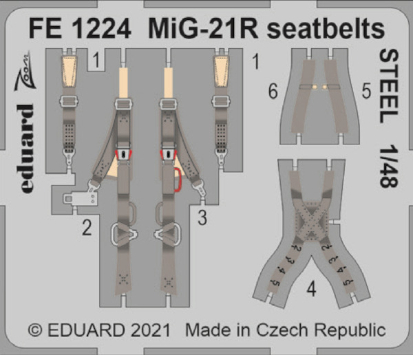 Detailset Mikoyan MiG21R Fishbed Seatbelts (Eduard) FE1224