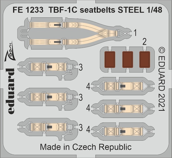Detailset Grumman TBF-1C Avenger Seatbelts (Academy/Accurate/Italeri) FE1233