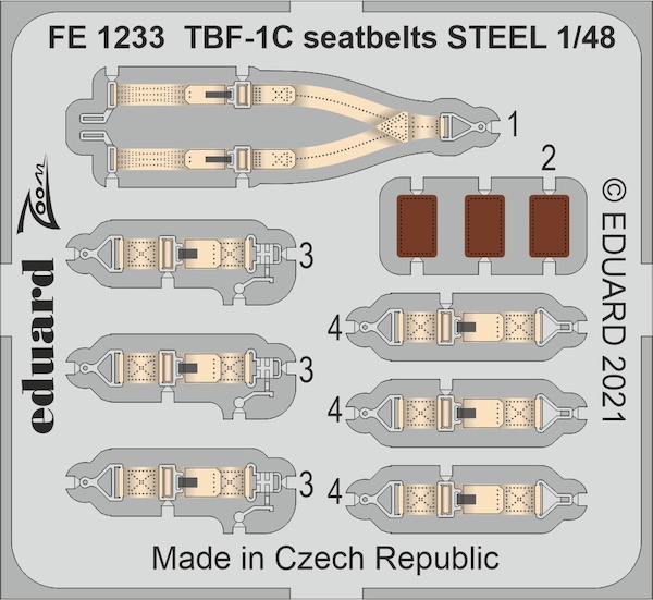 Detailset Grumman TBF-1C Avenger Seatbelts (Academy/Accurate/Italeri)  FE1233