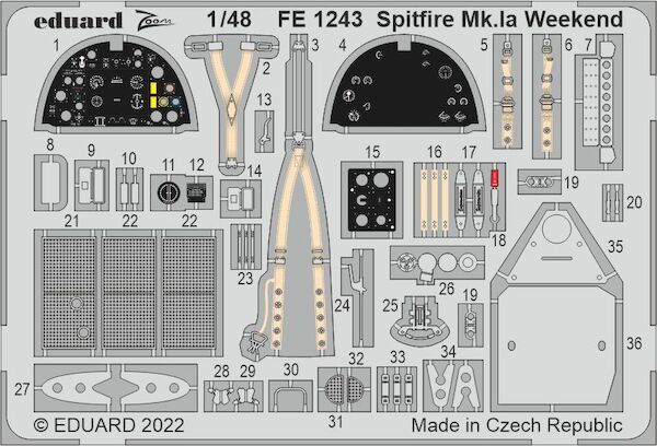 Detailset Spitfire MKIa (Eduard Weekend)  FE1243