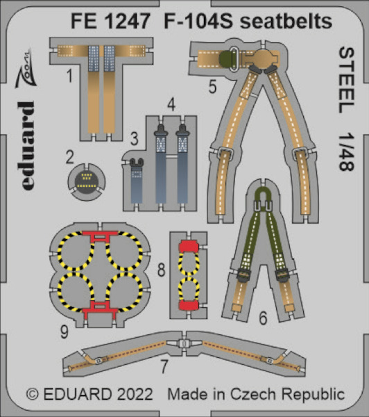 Detailset Lockheed F104S Starfighter Seatbelts (Kinetic)  FE1247