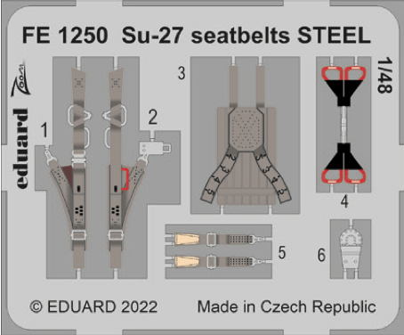 Detailset Sukhoi Su27 Flanker Seatbetls (Great Wall Hobby) FE1250