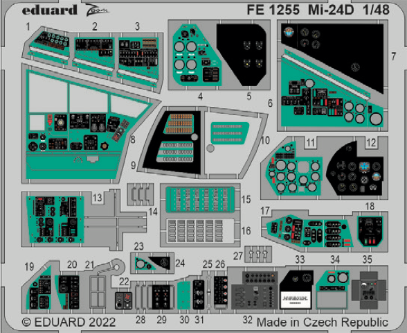 Detailset Mil Mi24D Hind Interior (Trumpeter) FE1255