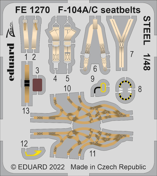 Detailset Lockheed F104A/C Starfighter Seatbelts (Kinetic)  FE1270