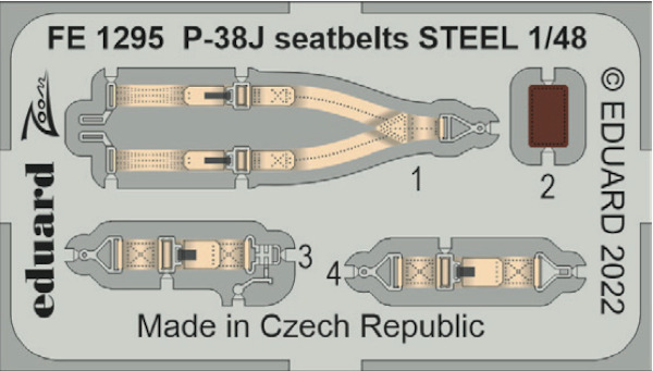 Detailset Lockheed P38J Lightning Seatbelts (Tamiya) FE1295