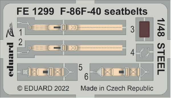 Detailset North American F86F-40 Sabre Seatbelts (Airfix) FE1299