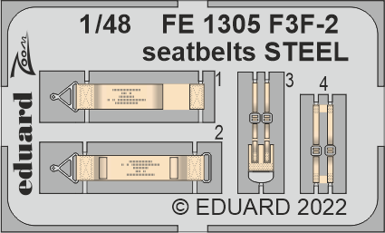 Detailset Grumman F3F Seatbelts (Academy, Accurate) FE1305