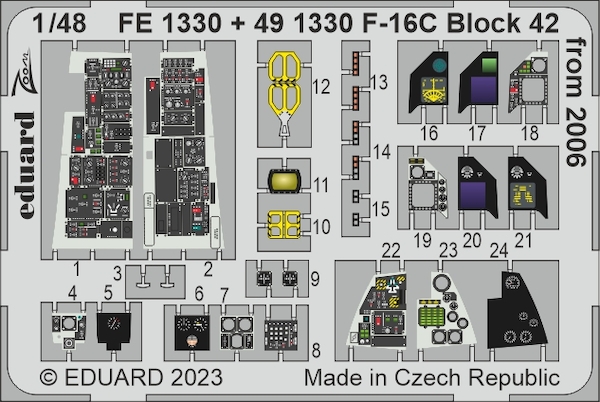 Detailset F16C Fighting Falcon Block 42 from 2006 Interior (Kinetic) FE1330