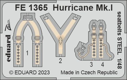 Detailset Hawker Hurricane MKI Seatbelts  (Hobby Boss)  FE1365