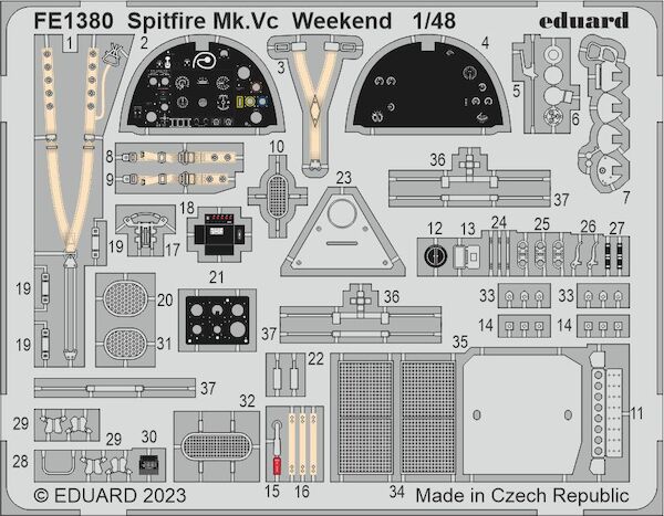 Detailset Spitfire MKVc (Eduard Weekend)  FE1380