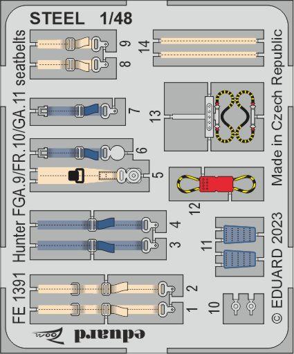 Detailset Hunter FGA.9/ FR.10/ GA.11 seatbelts STEEL (Airfix) FE1391