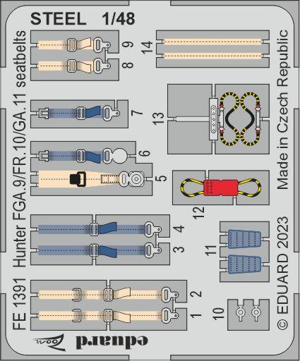 Detailset Hunter FGA.9/ FR.10/ GA.11 seatbelts STEEL (Airfix)  FE1391