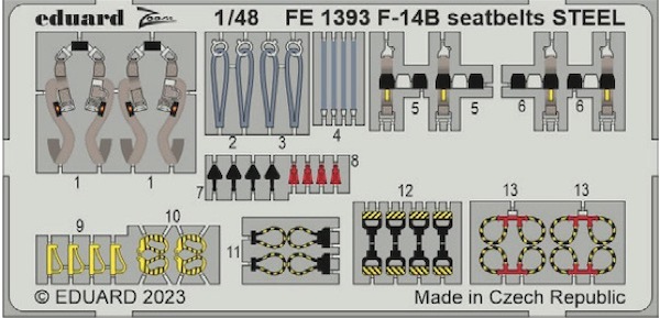 Detailset Grumman F14B Tomcat seatbelts - steel- (Great Wall) FE1393