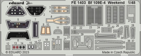 Detailset Messerschmitt BF109E-4 (Eduard Weekend) FE1403