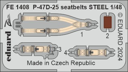 Detailset Republic P47D-25 Thunderbolt Seatbelts - steel- (Mini Art) FE1408