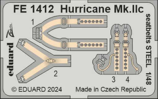 Detailset Hawker Hurricane MKIIc Seatbelts - steel- (Hobby Boss) FE1412