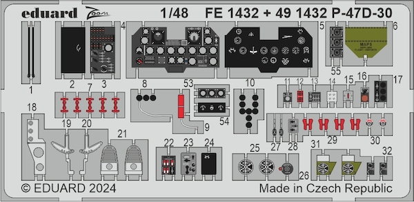 Detailset Republic P47D-30 Thunderbolt cockpit (MiniArt) FE1432
