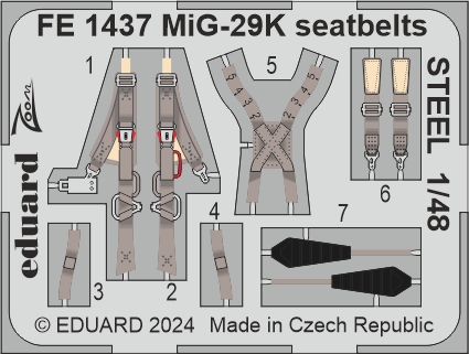Detailset Mikoyan MiG29K Fulcrum Seatbelts (Hobby Boss)  FE1437