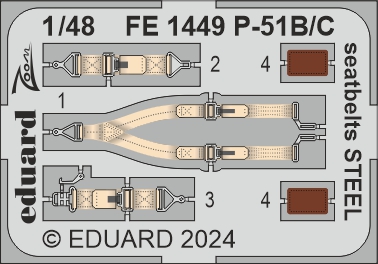 Detailset P51B/C Mustang Seatbelts (Eduard) FE1449