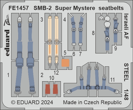 Detailset SMB-2 Super Mystere Israeli AF Seatbelts (Special Hobby) FE1457