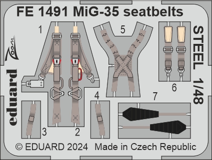 Detailset Mikoyan MiG35 Fulcrum Seatbelts (Hobby Boss) FE1491