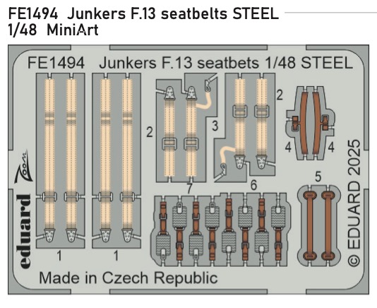 Detailset Junkers F13 Seatbelts (MiniArt) FE1494