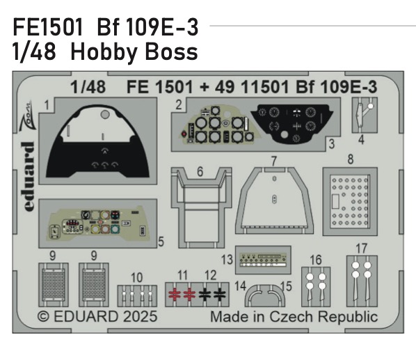 Detailset Messerschmitt BF109E-3 (Hobby Boss) FE1501